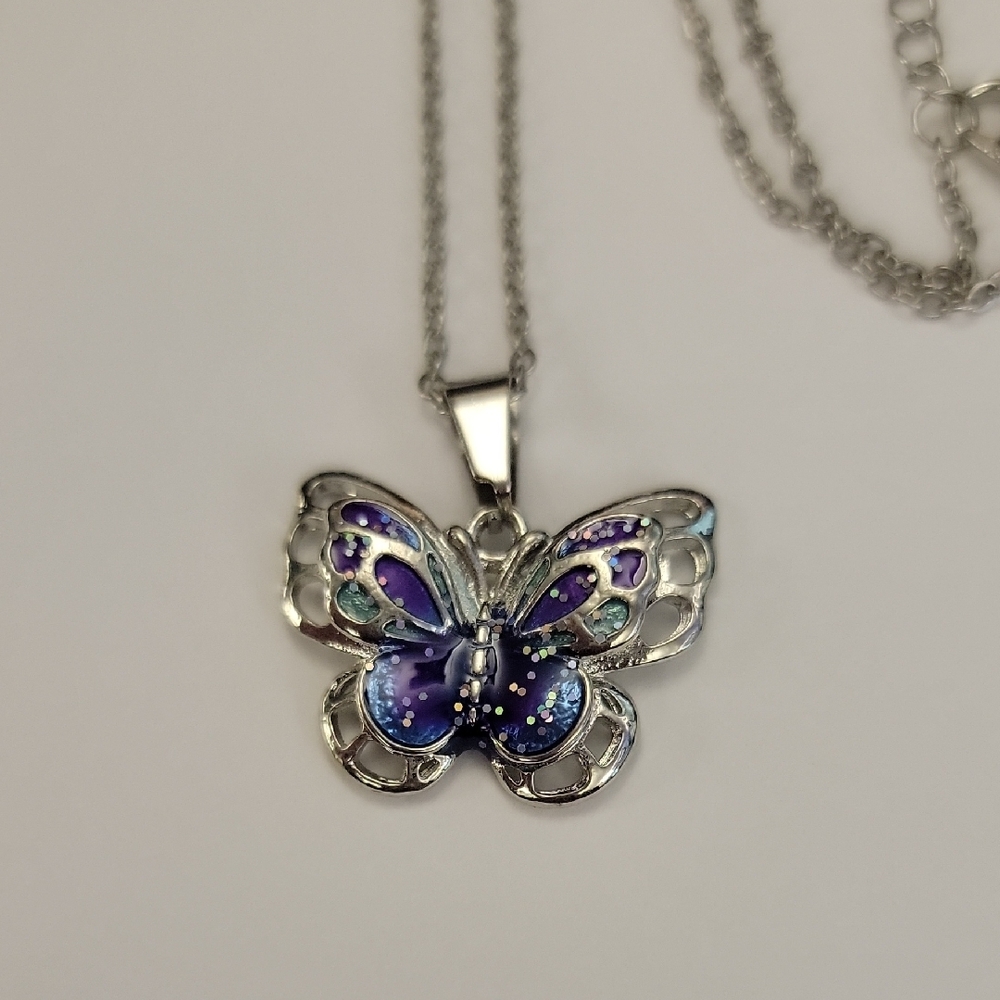 Silver Butterfly Pendant Necklace